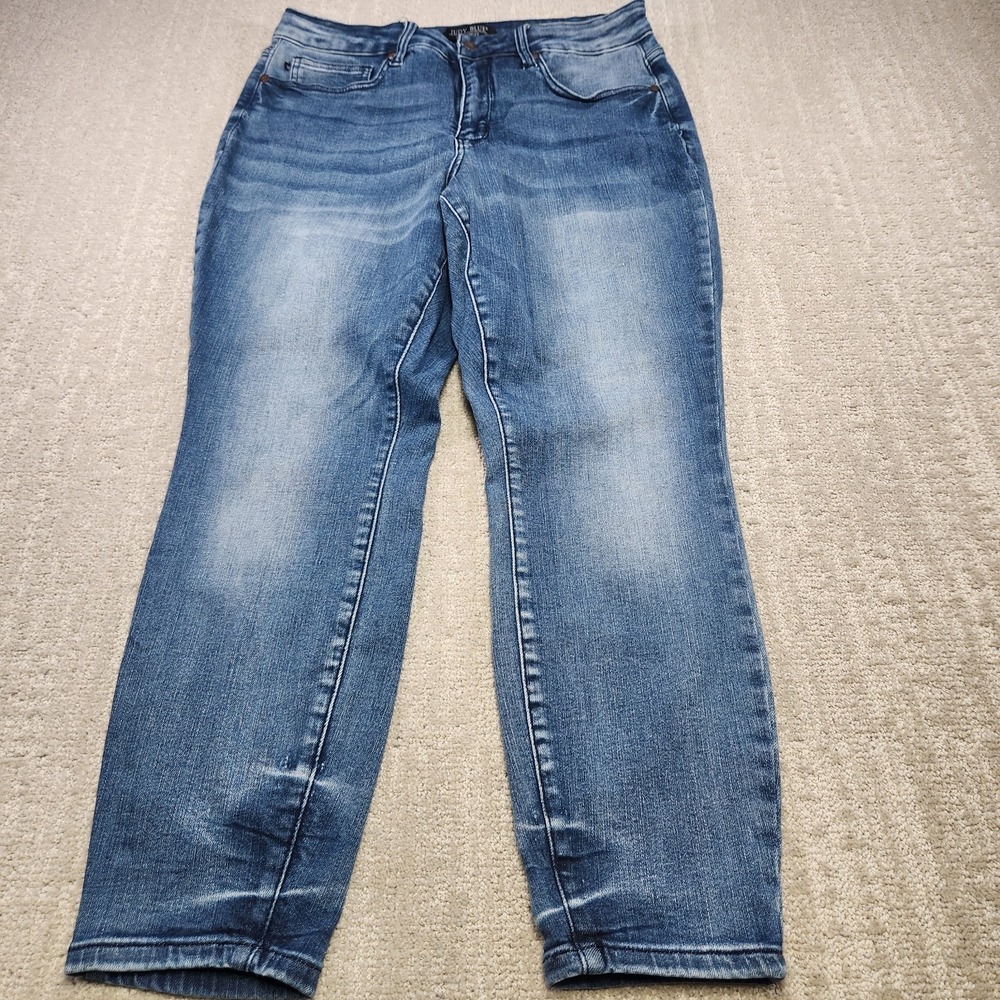 Judy Blue Jeans‎ Women 14W Skinny Fit Stretch Blue Denim Hi Rise Comfort Preppy